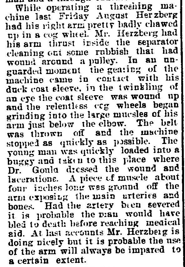 report of threshing injury