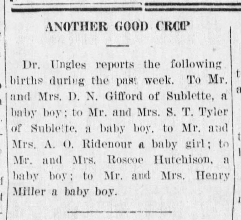 clipping of births announced-likely Robert Lee Gifford